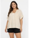 TOP À RAYURES MARRON ET BLANC - FEMME