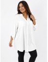 CHEMISE TUNIQUE BLANCHE À POCHES PLAQUÉES - FEMME