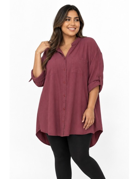 CHEMISE TUNIQUE À POCHES PLAQUÉES - FEMME