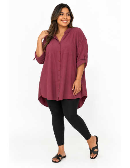 CHEMISE TUNIQUE À POCHES PLAQUÉES - FEMME