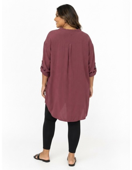 CHEMISE TUNIQUE À POCHES PLAQUÉES - FEMME