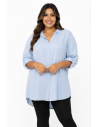 CHEMISE TUNIQUE BLEU CIEL À POCHES PLAQUÉES - FEMME
