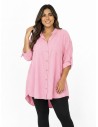CHEMISE TUNIQUE ROSE À POCHES PLAQUÉES - FEMME