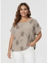 TOP BRODÉ TAUPE À MOTIFS FLORAUX - FEMME Accueil Zerda