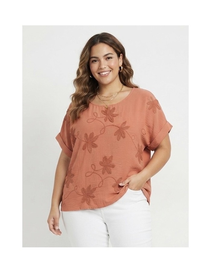 TOP BRODÉ À MOTIFS FLORAUX - FEMME