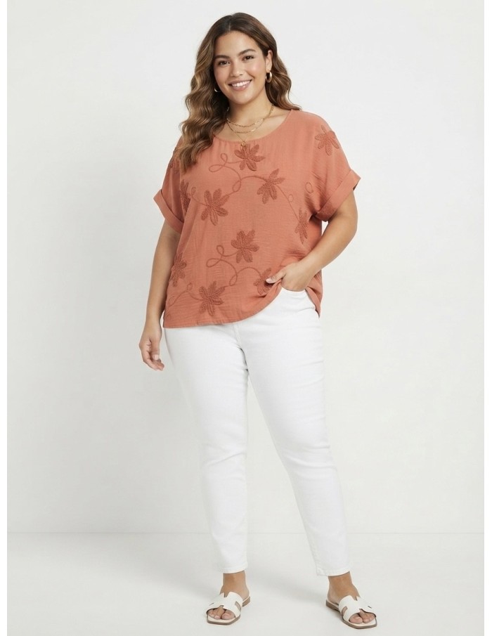 TOP BRODÉ À MOTIFS FLORAUX - FEMME