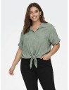 CHEMISE NOUÉE VERT SAUGE À BRODERIES - FEMME Accueil Zerda