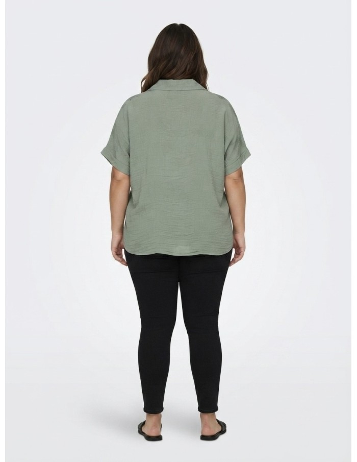 CHEMISE NOUÉE VERT SAUGE À BRODERIES - FEMME