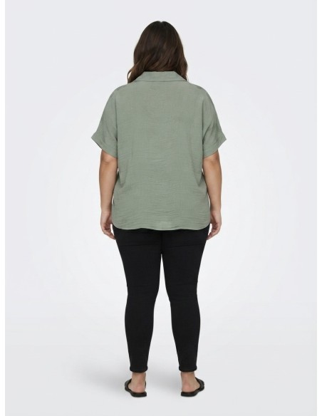 CHEMISE NOUÉE VERT SAUGE À BRODERIES - FEMME