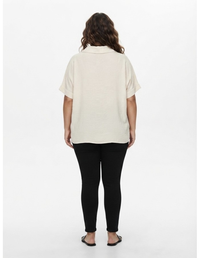 CHEMISE NOUÉE BEIGE À BRODERIES - FEMME