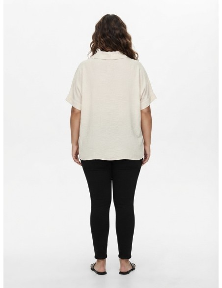 CHEMISE NOUÉE BEIGE À BRODERIES - FEMME