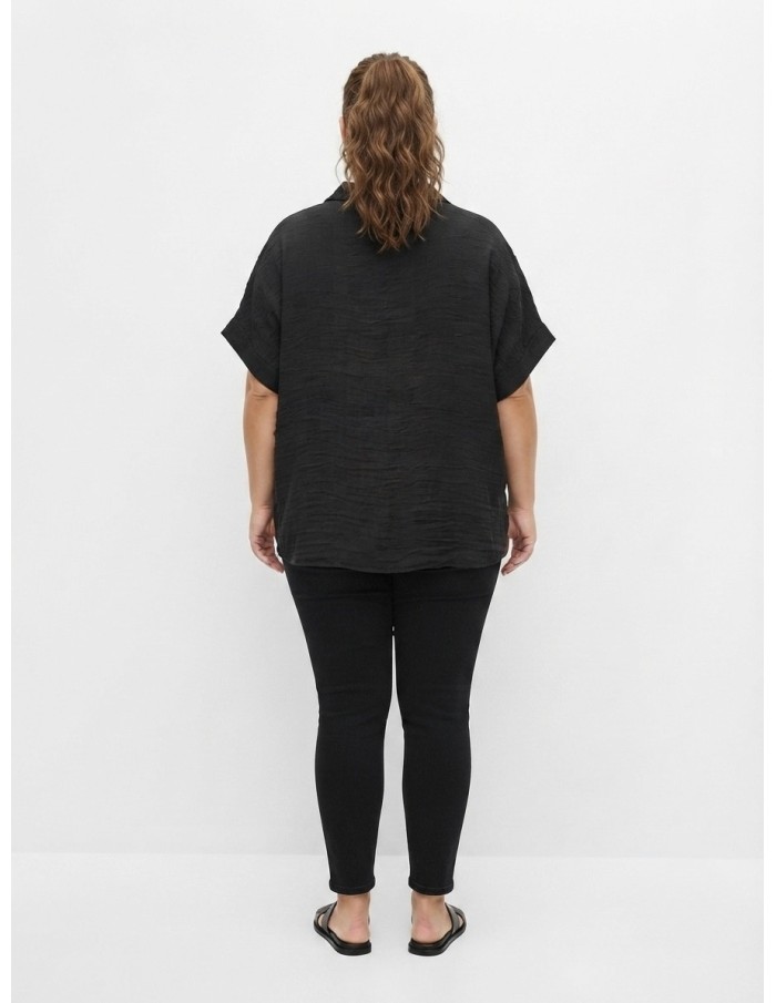 CHEMISE NOUÉE NOIR À BRODERIES - FEMME