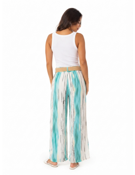 Pantalon large et élégant accompagné de sa ceinture, fabriqué en Italie - Zerda Boutique