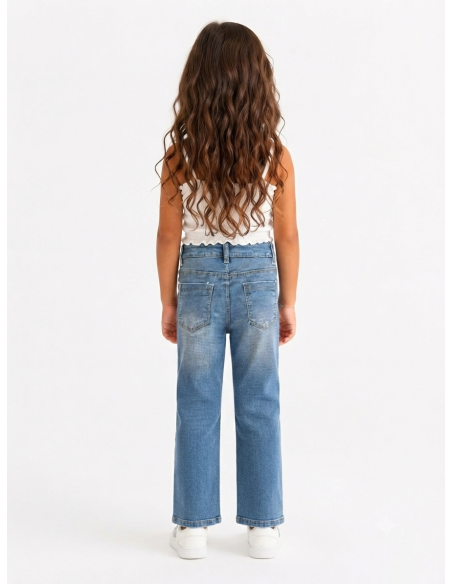 Jean wide leg à strass pour fille, vue de dos