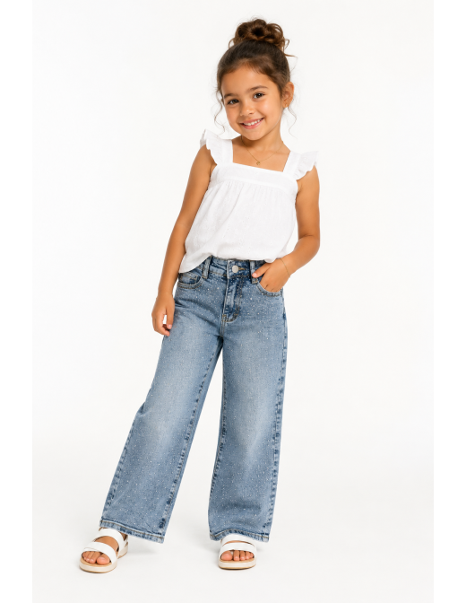 JEAN FILLE STRASS LARGE COUPE WIDE LEG - 4 À 14 ANS 2