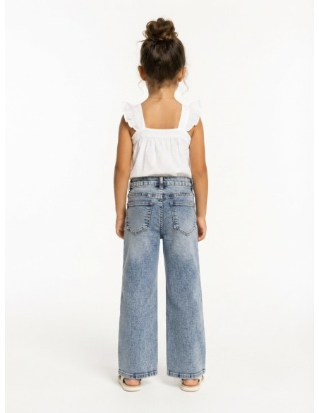 JEAN FILLE STRASS LARGE COUPE WIDE LEG - 4 À 14 ANS