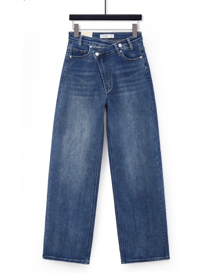 Jean wide leg croisé taille haute - vue à plat de face
