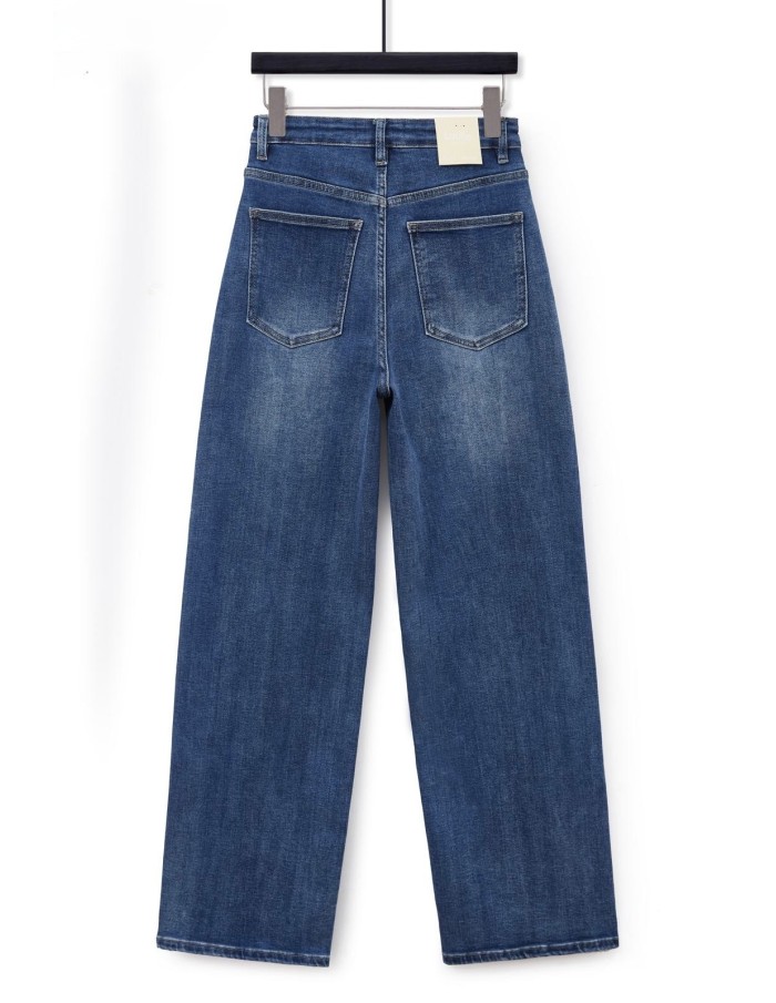 Jean wide leg croisé taille haute - jean asymétrique femme vue à plat de dos