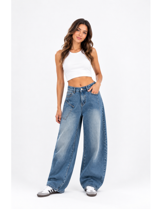 Jean ballon baggy taille haute - vue de face 2