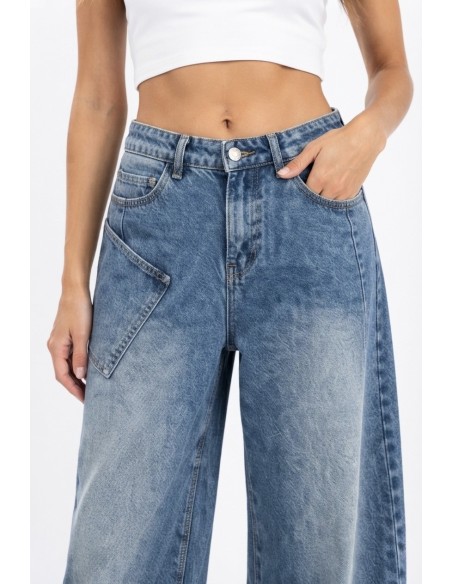 Jean baggy taille haute - détail poche carpenter