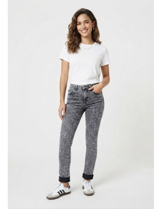Jean skinny push up gris délavé - vue de face 2