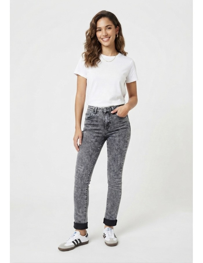 Jean Skinny Push Up Gris Délavé | Zerda