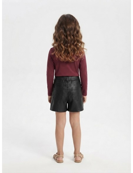 Top Fleur Manches Longues Bordeaux Fille | Zerda