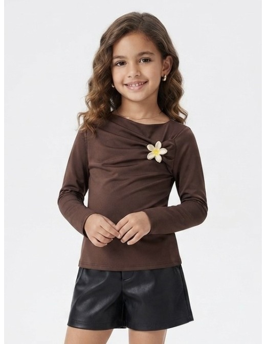 Top Fleur Manches Longues Fille | Zerda