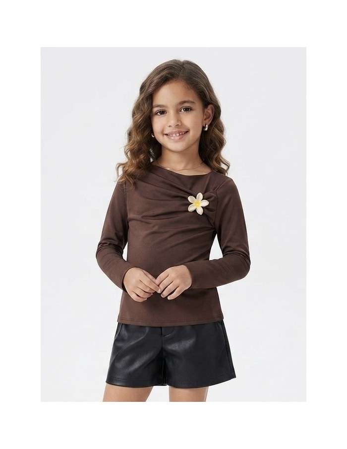 Top Fleur Manches Longues Fille | Zerda