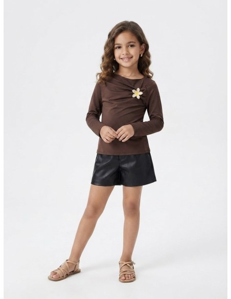 Top Fleur Manches Longues Fille | Zerda