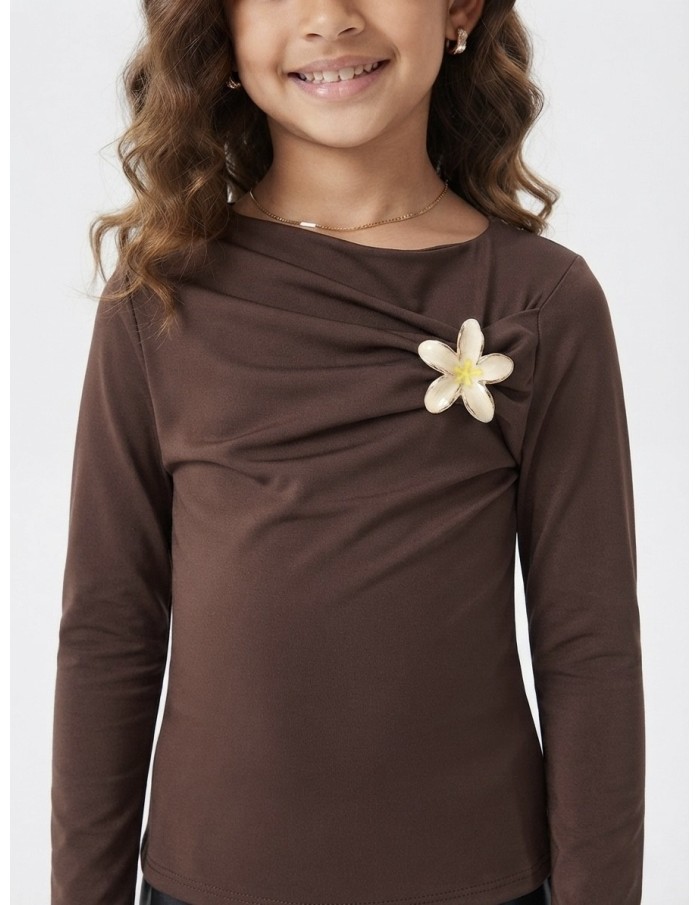 Top Fleur Manches Longues Fille | Zerda