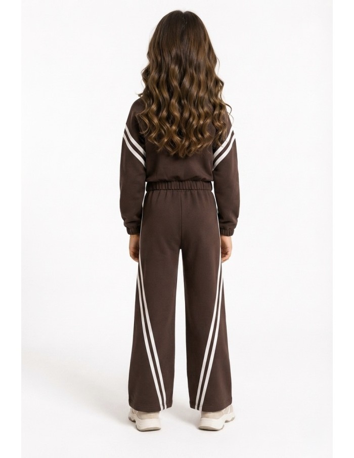 Ensemble jogging fille bandes contrastées - porté de dos