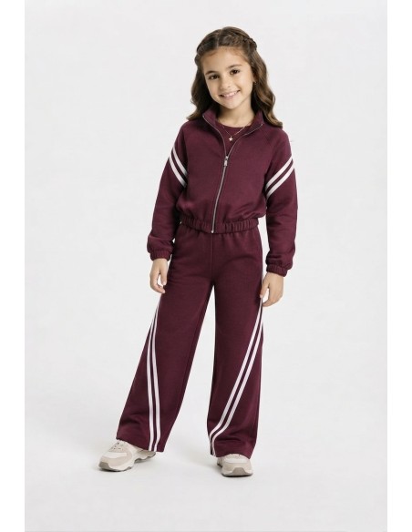 Ensemble jogging fille bicolore - porté de face