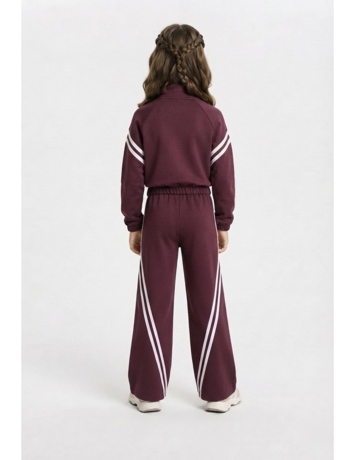 Ensemble jogging fille bandes contrastées - porté de dos