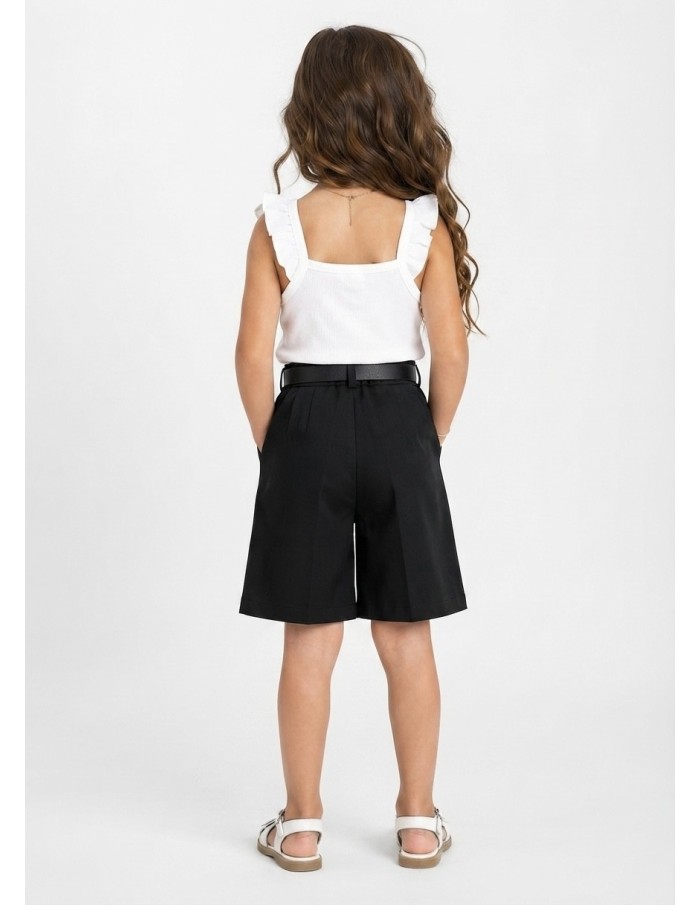 Short bermuda taille haute fille - porté de dos