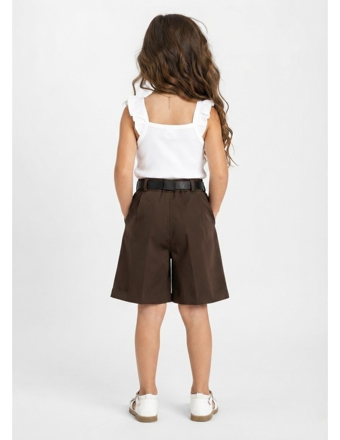 Short bermuda taille haute fille - porté de dos