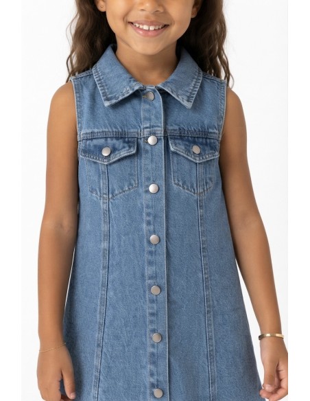 Robe en Jean Bleu Fille Sans Manches | Zerda