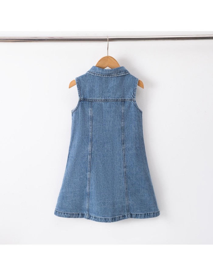 Robe en Jean Bleu Fille Sans Manches | Zerda