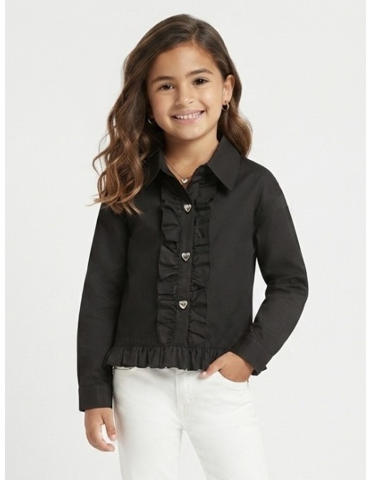 Chemise Noire Manches Longues Fille | Zerda