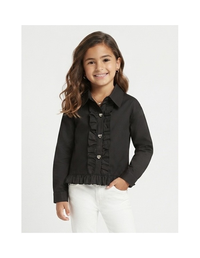 Chemise Noire Manches Longues Fille | Zerda