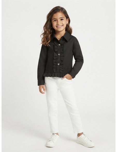 Chemise Noire Manches Longues Fille | Zerda