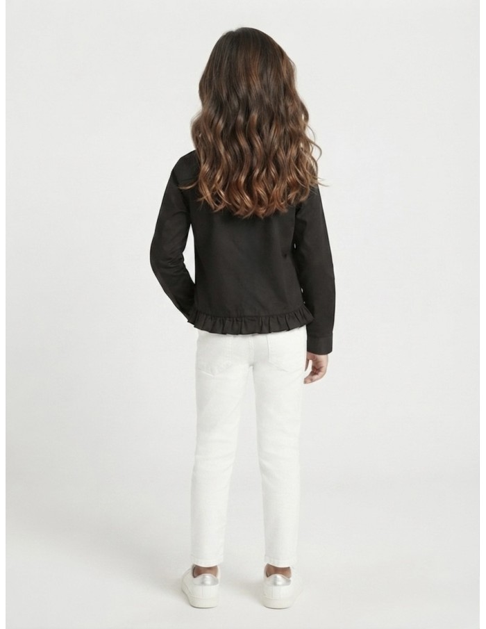 Chemise Noire Manches Longues Fille | Zerda