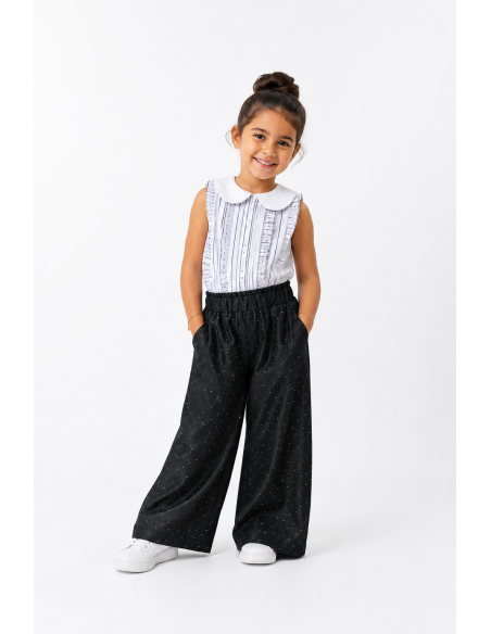 Pantalon Strass Noir Fille Large | Zerda
