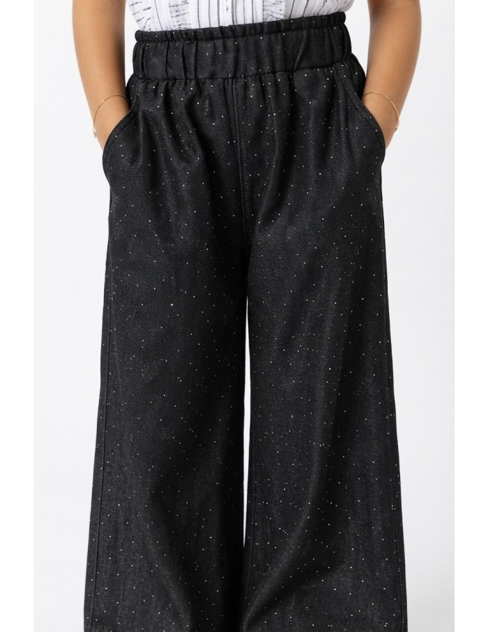 Pantalon Strass Noir Fille Large | Zerda