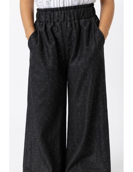 Pantalon Strass Noir Fille Large | Zerda
