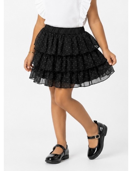 Jupe Noire Volants Strass Fille | Zerda