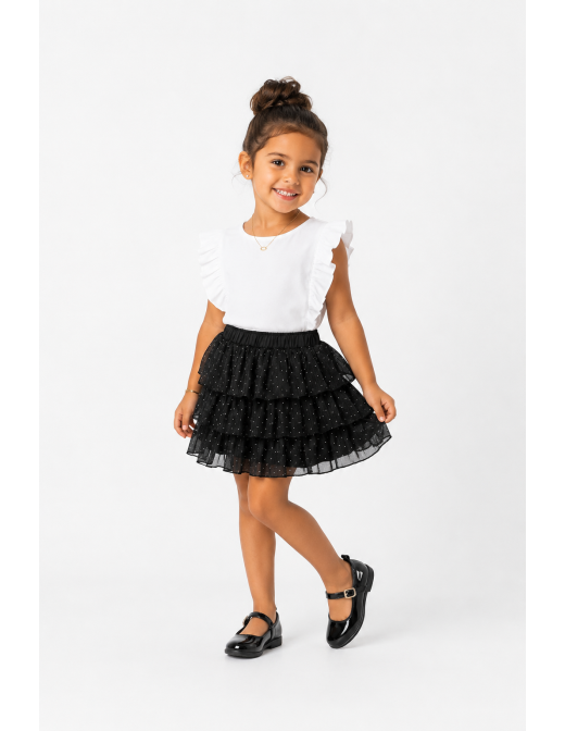 Jupe Noire Volants Strass Fille | Zerda 2