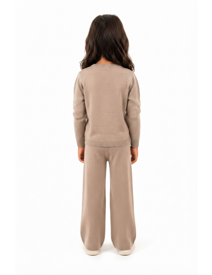 Pull pantalon assorti strass fille - porté de dos