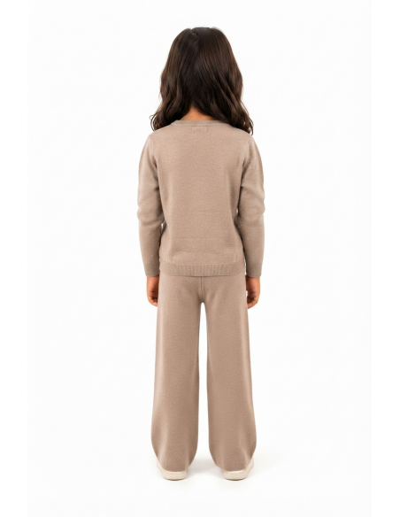 Pull pantalon assorti strass fille - porté de dos