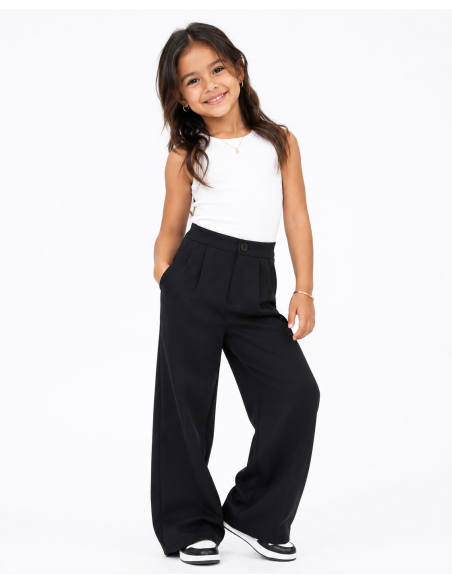 Pantalon Droit Noir Taille Haute Fille | Zerda